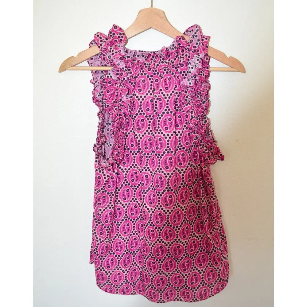 Figue Fabiana Ruffled Pink Cotton Top Size Small - Picture 3 of 4